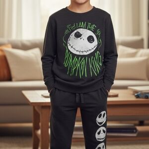 Jack Skellington Halloween Charcoal Sweat-Set Size 7